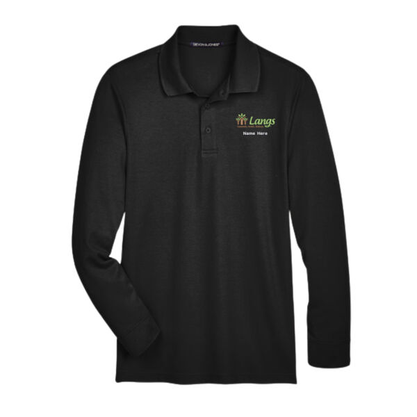 Embroidered Men's Plaited Long Sleeve Polo (Optional Personalization)  Thumbnail